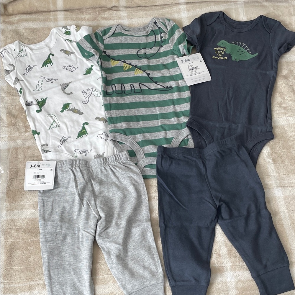 Carter's Dinosaur Print Kids Matching Set - Green, Gray, Navy